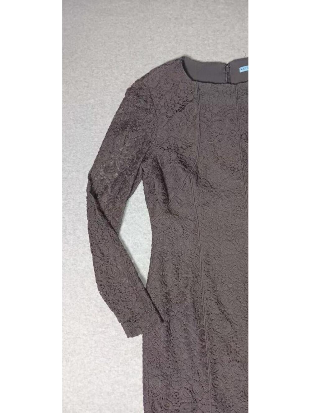 Antonio Melani Lace Overlay Body Con Dress Womens Size 6 Dark Gray Long... - Picture 10 of 11